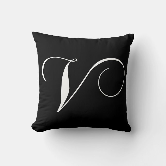 Coussin blanc noir du monogramme V (Recto)