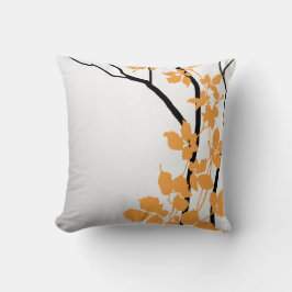 Coussin Blanc orange de mandarine des fleurs de cerisier |