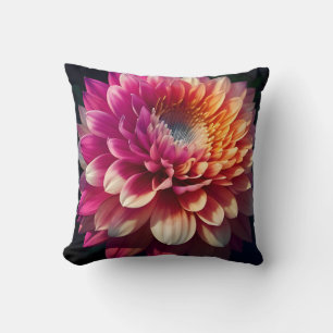 Coussin Blanc Orange Jaune Rose Violet Bleu Dahlia Fleur