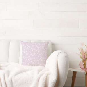 Coussin Blanc sur Dusty Pink   Motif d'étoiles d'impressio