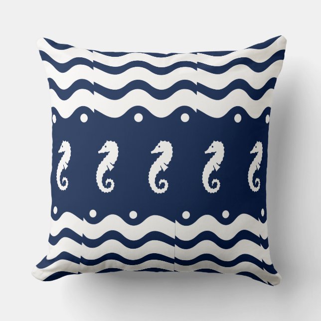 Coussin blanc sur marine SEA HORSE vie côtière (Recto)