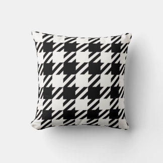 Coussin Blanc sur noir Houndstooth motif lance l'oreiller