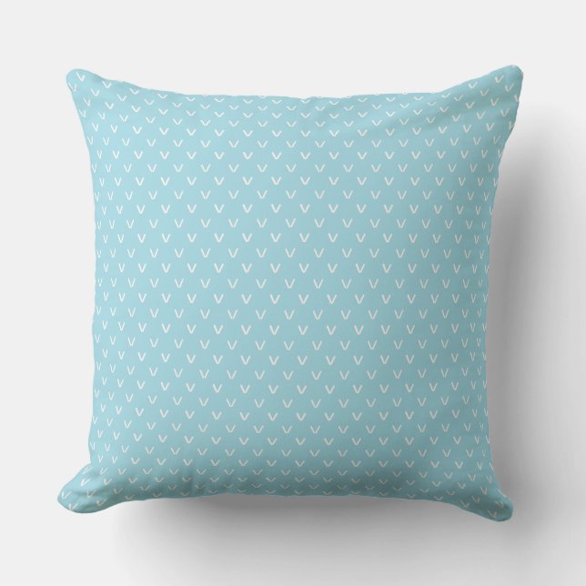 Coussin Blanc sur Tricot bleu pâle Faux Motif (Recto)