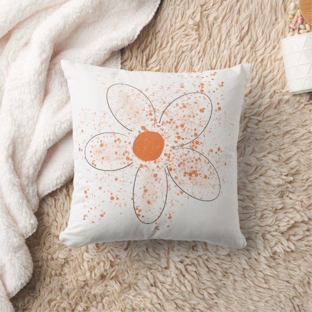 Coussin Blanc terroir orangé moderne floral (Couverture)
