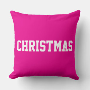 Coussin Blanc Texte Sportif NOËL Sur Rose Clair De Fête