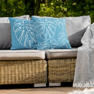 Coussin Blanc Tropical Leaf Motif léger Ciel d'été bleu