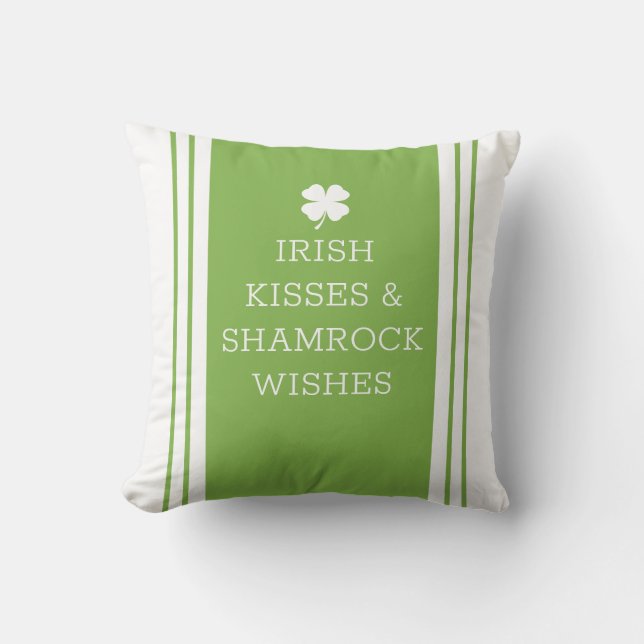 Coussin Blanc Vert Personnaliser le message Clover Leaf (Recto)