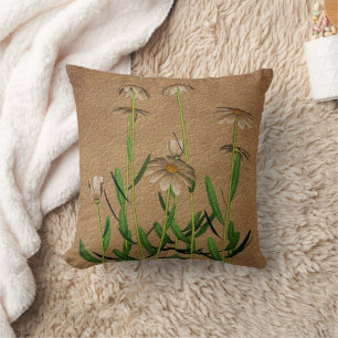 Coussin Blancs Daisies Floral Art