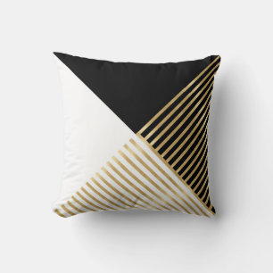 Coussin Blancs Noir Géométrique Or Grilles Design modern