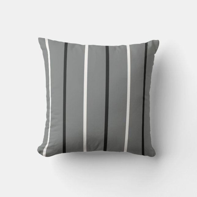 Coussin Blancs noirs et gris minces rayures  (Recto)