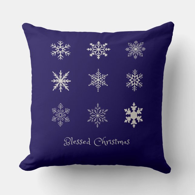 Coussin Blessed Christmas Snowflake Pattern (Recto)