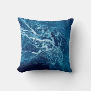 Coussin Bleu Abstrait. Bleu et blanc Blots. Effacer w