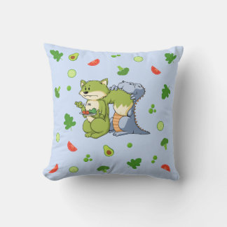 Coussin Bleu Animaux et légumes Enfants Lancer l'oreiller