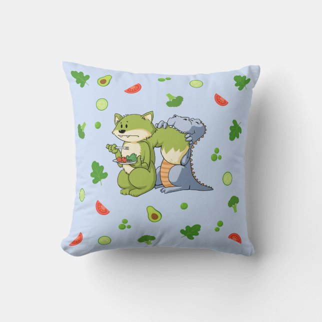 Coussin Bleu Animaux et légumes Enfants Lancer l'oreiller (Recto)