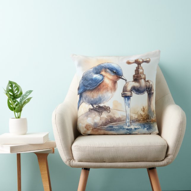 Coussin Bleu avec l'eau coulante d'un trou (Chaise)