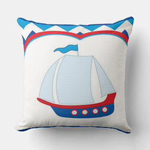 Coussin Bleu Blanc Chevron Arrière - plan Bleu Red Voilier