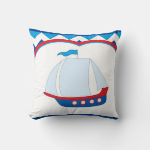 Coussin Bleu Blanc Chevron Arrière - plan Bleu Red Voilier