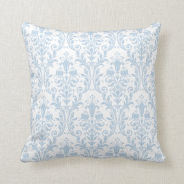 Coussin Bleu blanc et clair Damas Flore 3