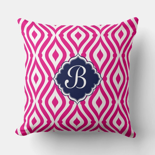 Coussin Bleu blanc et rose Teardrop Motif géométrique (Recto)