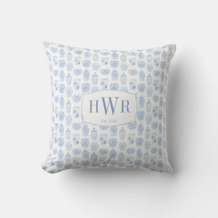 Coussin Bleu Blanc Gingembre Chinois Jar Avec Initiales Fa