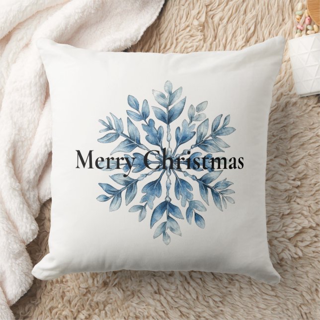 Coussin Bleu blanc hiver Feu de neige Noël (Couverture)