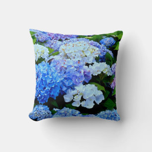 Coussin bleu-blanc Hydrangea Fleurs-CARRÉ