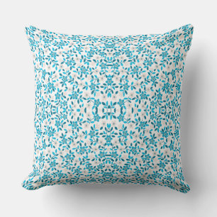 Coussin Bleu blanc mignon fleurs printanières sans couture