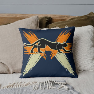Coussin Bleu Blanc Orange Noir Cute Chat Zoo Moderne Anima