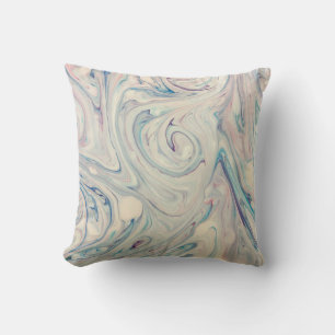 Coussin Bleu blanc rose moderne Fluid Marbling Art Abstrai