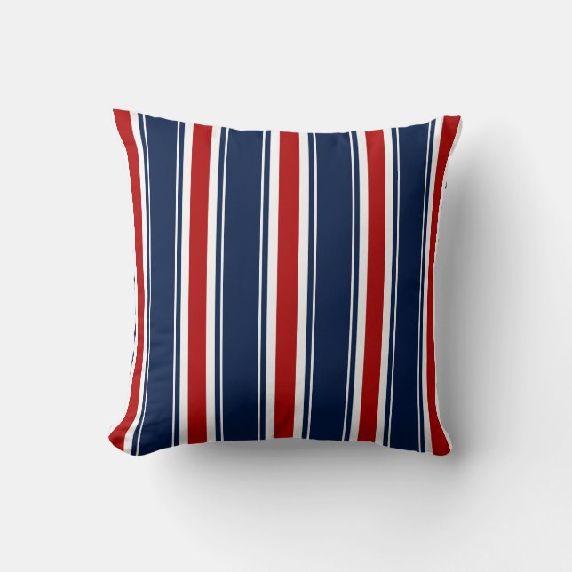 Coussin Bleu, Blanc, Rouge Côtier (Recto)