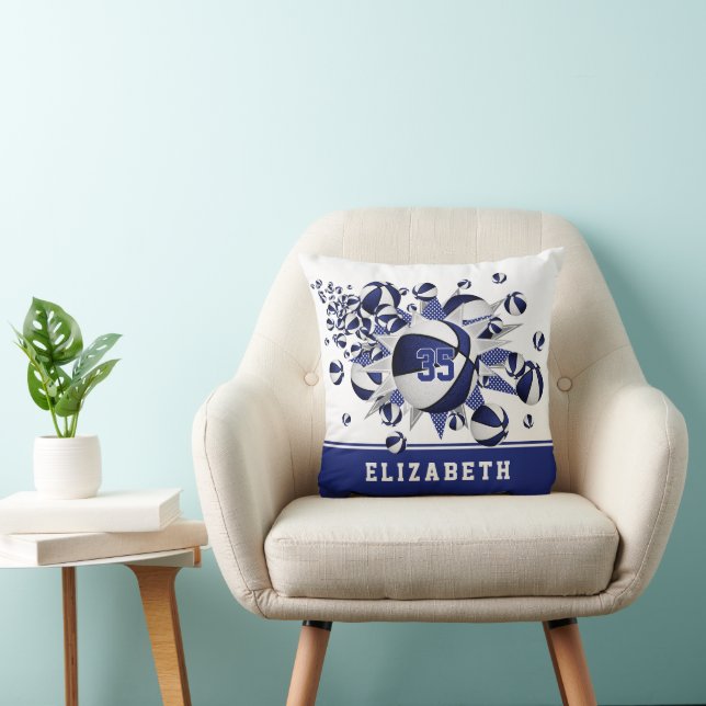 Coussin bleu blanc salle de sport filles basket étoiles (Chaise)
