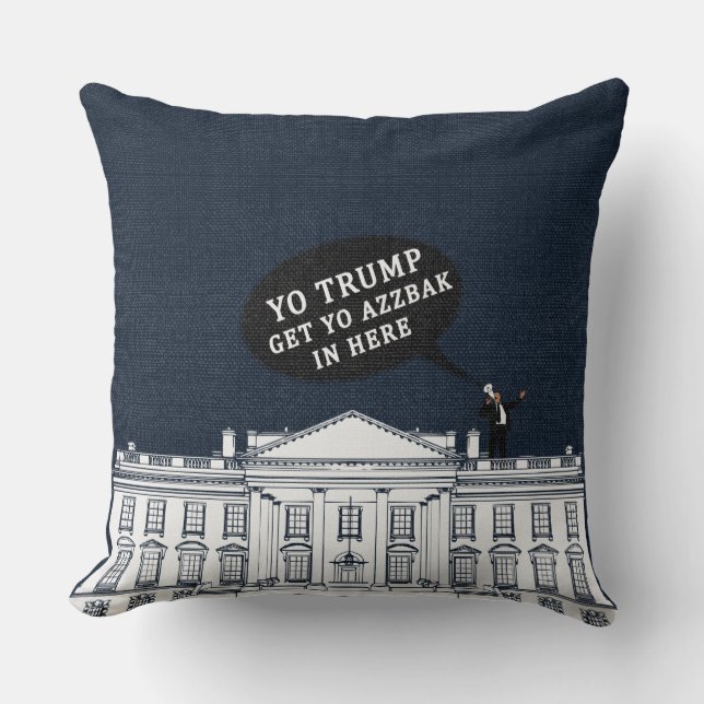 Coussin Bleu Blanc Yo Trump Revenez À La Maison Blanche (Recto)