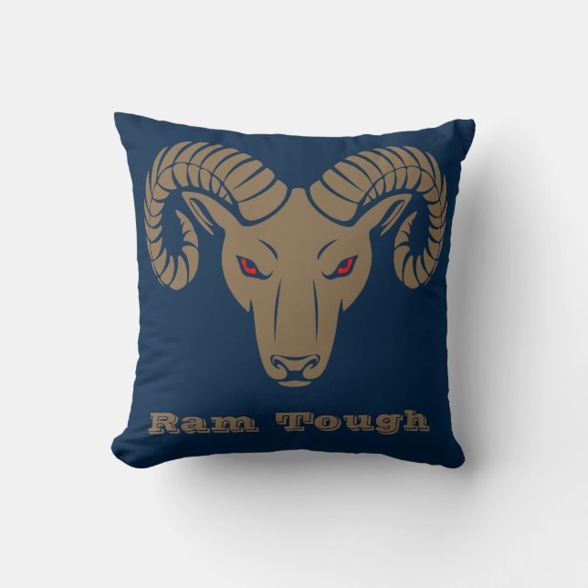 Coussin Bleu Bleu Bleu Bélier dur (Recto)