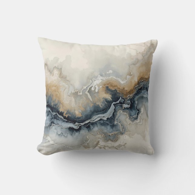 Coussin Bleu bleu clair bleu Brown gris moderne Abstrait 1 (Recto)