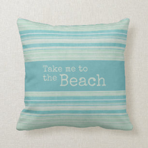 Coussin Bleu bleu de plage Rustic Stripe 