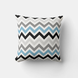 Coussin Bleu bleu noir gris Chevron Zigzag Motif