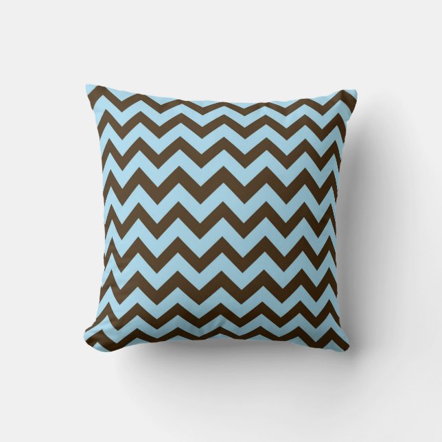Coussin Bleu Chevron Brown et Bébé (Recto)