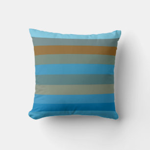 Coussin Bleu ciel, rouille et olive RAYURES