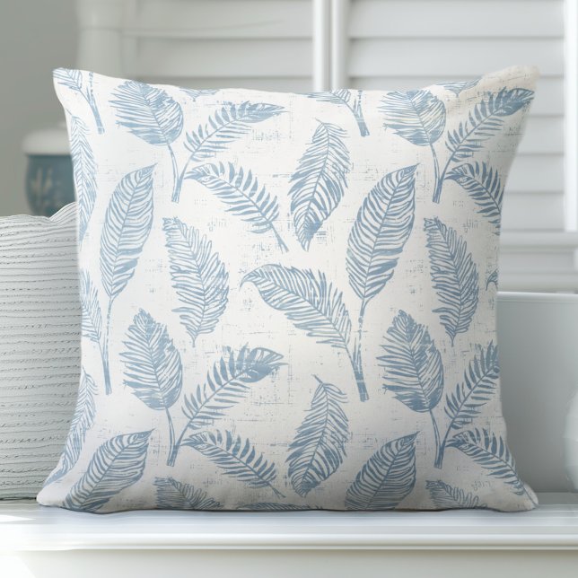 Coussin Bleu clair et blanc Feuilles Jeu d'oreiller (Créateur téléchargé)