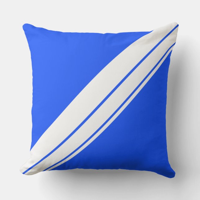 Coussin Bleu clair Nautique Bleu Blanc Diagonal Stripes De (Recto)