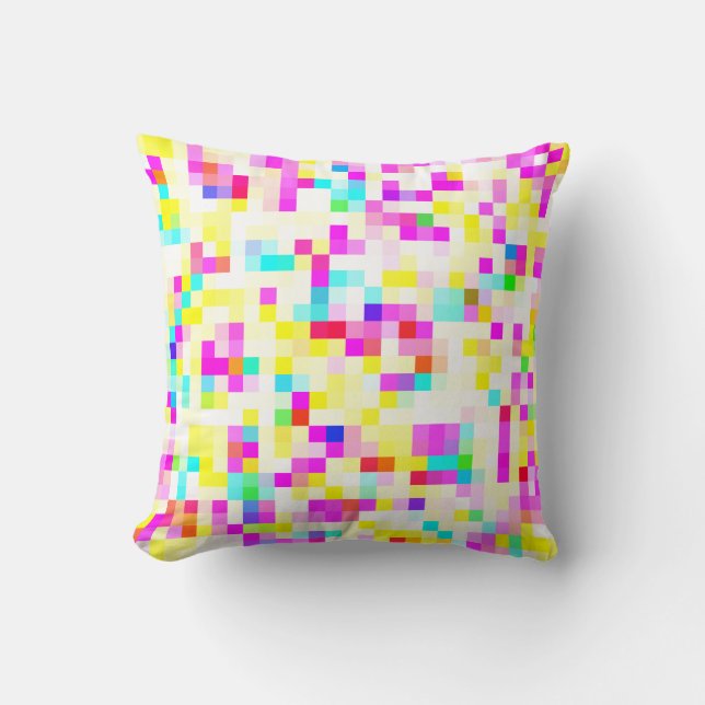 Coussin Bleu clair violet jaune Abstrait (Recto)