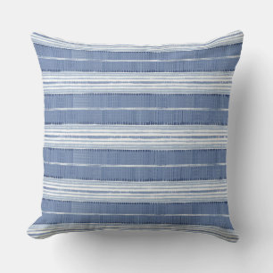 Coussin Bleu côtier Blanc rayé