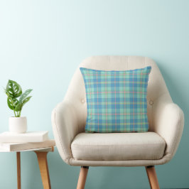 Coussin Bleu côtier et mousse de mer vert Plaid