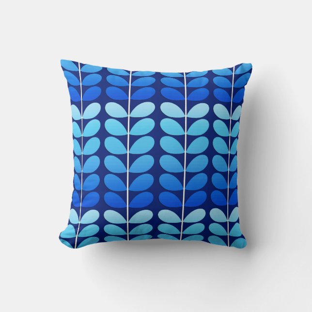 Coussin Bleu danois de feuille, de marine et de cobalt de (Recto)