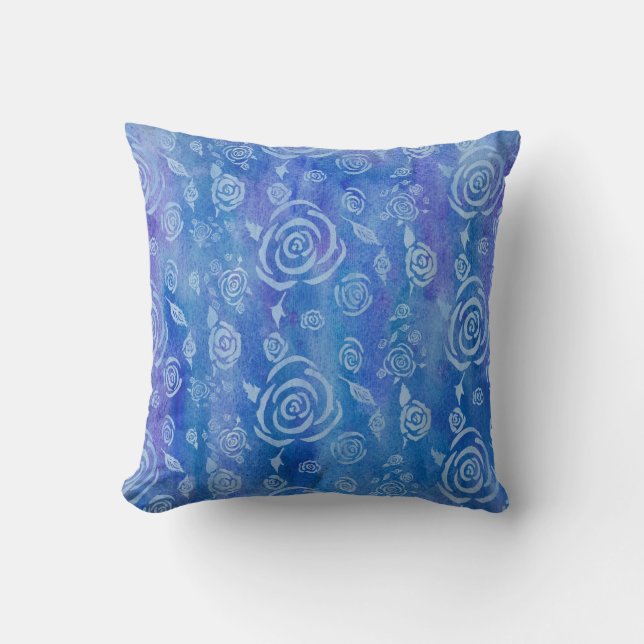 Coussin bleu de batik de Bali (Recto)