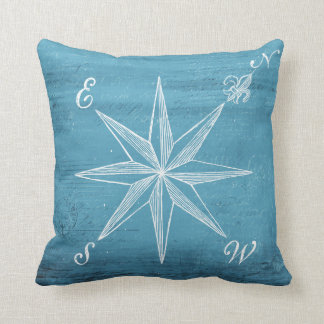 Coussin bleu de boussole vintage