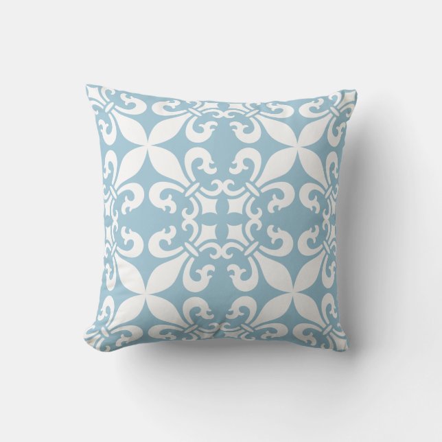 Coussin Bleu de ciel de French Fleur de Lys Pattern (Recto)