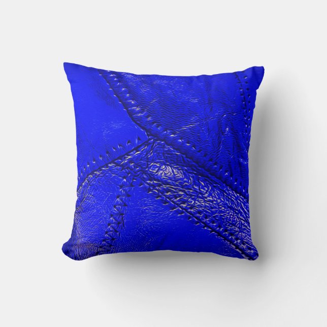 Coussin Bleu de cobalt, carreau "en cuir" de regard (Recto)