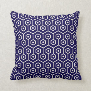 Coussin Bleu de cobalt moderne de motif de nid d'abeilles