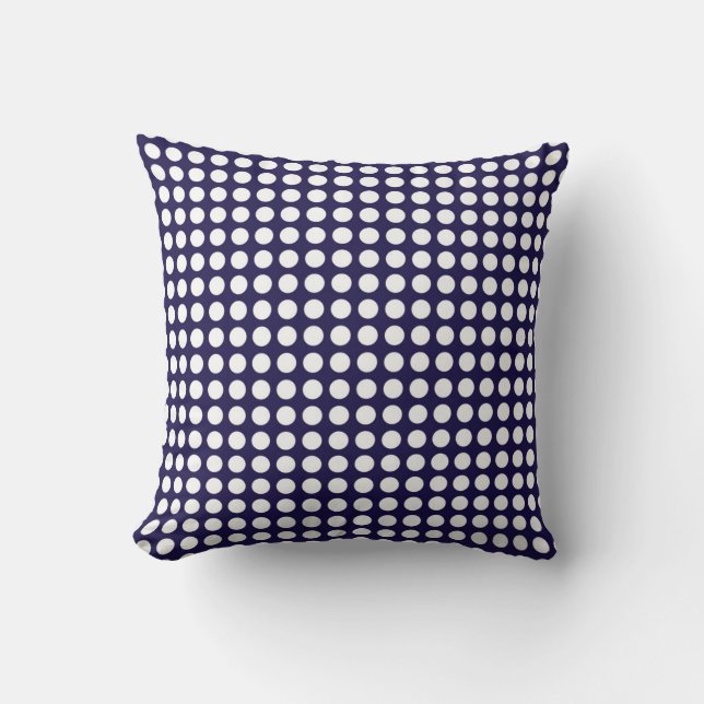 Coussin Bleu de cobalt moderne de motif de point de polka (Recto)